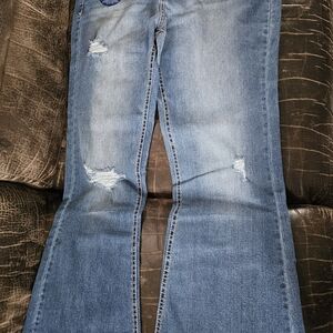 Wallflower Distressed Wide-Leg Jeans - Medium Blue